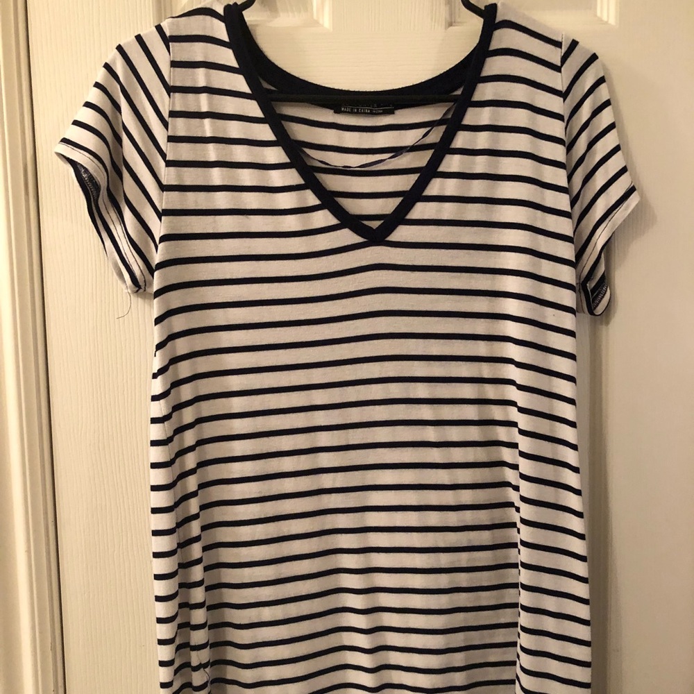 Navy and white striped tee